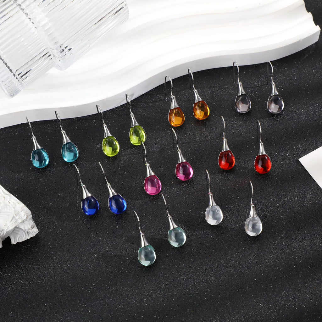 Dangle Earrings for Women Trendy Silver Teardrop Drop Colorful Jewelry Set