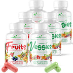 POWERED X PLANTS Fruits & Veggies Capsules - Natural Superfood Packed with Vitamins & Minerals - Fruit & Vegetable Supplements for Adults Pack of 6, 90 Capsules Each