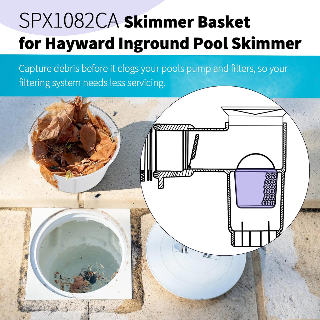 Pulems SPX1082CA Pool Skimmer Basket Replacement for Hayward & Aladdin B-152 Skimmers, Skimmer Basket for Inground Pool Replace SP1083 SP1084 1085 1086 SP1075 Baskets - Upgrade Basket with Handle