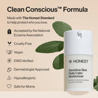 Honest Beauty Sensitive Skin Daily Calm Lightweight Moisturizer, Reduces Redness, Hydrates, Hypoallergenic, Fragrance-Free Vegan, 1.7 fl oz