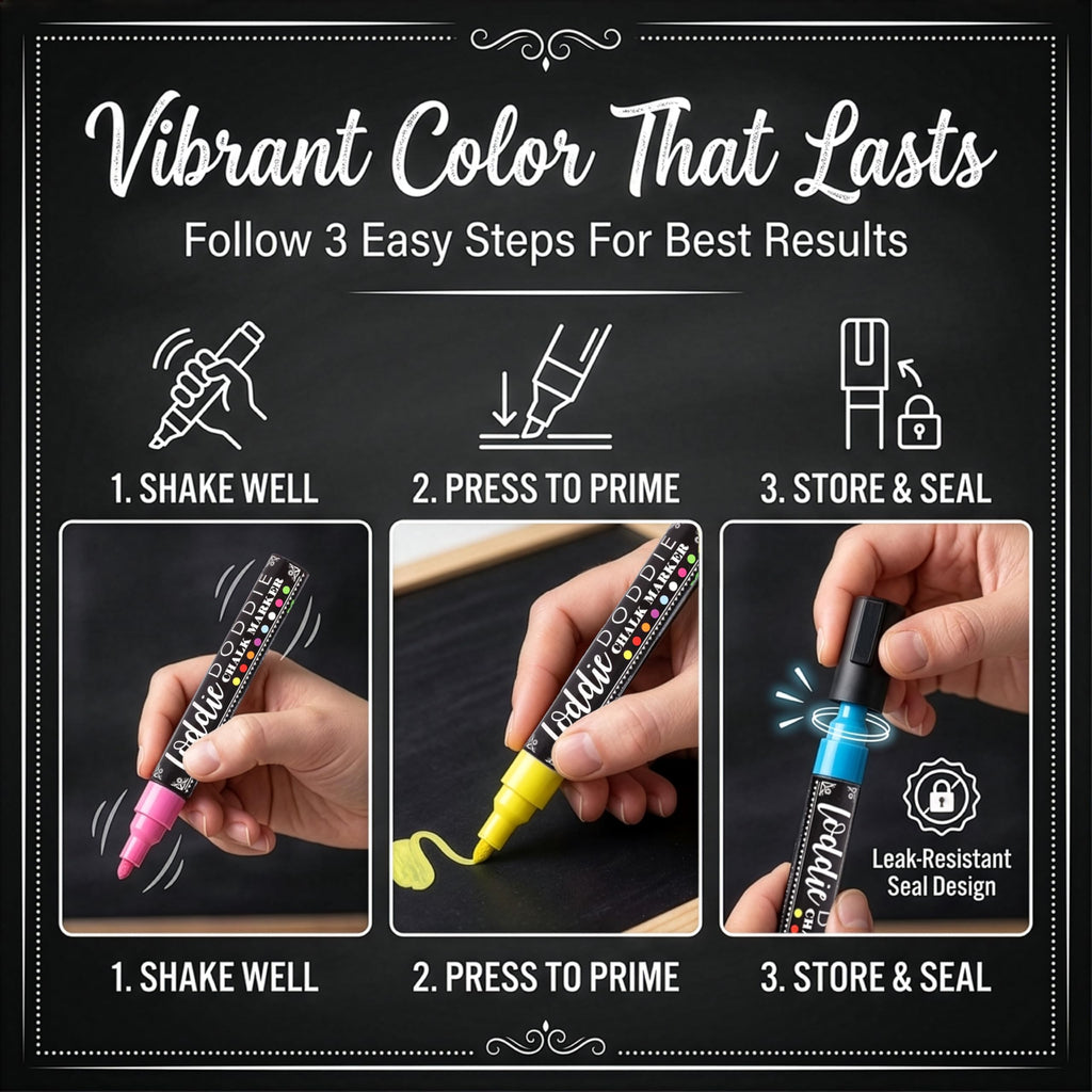 Loddie Doddie Chalk Markers, Liquid Chalk Pens, Reversible Tips, 24 Pack