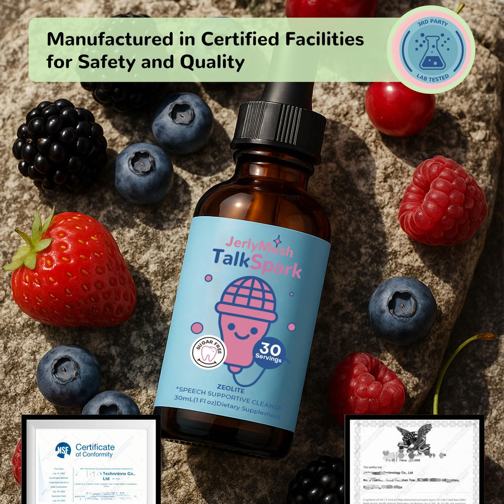 JerlyMush Zeolite Detox for Kids - 3-in-1 Formula Zeolite Drops, Vitamin D & B12, Gentle Daily Support, Natural Mixed Berry Flavor 30mL/1 Fl Oz, Sugar-Free, Gluten-Free