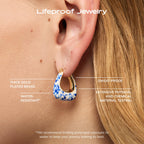 Ana Luisa Sphere Hoop Earring Dakota Styles Womens Earrings - Trendy 14K Gold Plated, Silver Rhodium Plated w/Blue Marble - Mini Huggie Hoop Earrings for Women Hypoallergenic & Tarnish-Free