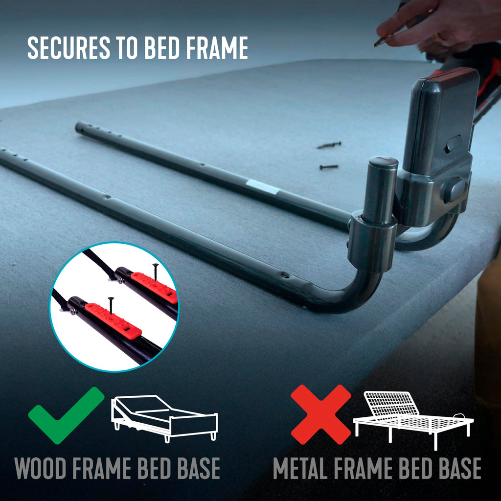 Able Life Click-N-Go Extendable Bed Rail for Wood Adjustable Bed Frames. Removable Bed Handle for Elderly Adults and Seniors, Fits King, Queen, Full, and Twin Beds, ASTM Safety Approved Bedrail