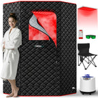 I-THERA-U XL Infrared Sauna Box with True 660 & 850nm Red Light Therapy Lamp, Portable Red Light Sauna for Home, Full Body Steam Tent with 3L 1200w Steamer, 15 Levels Heat, Chair, Remote