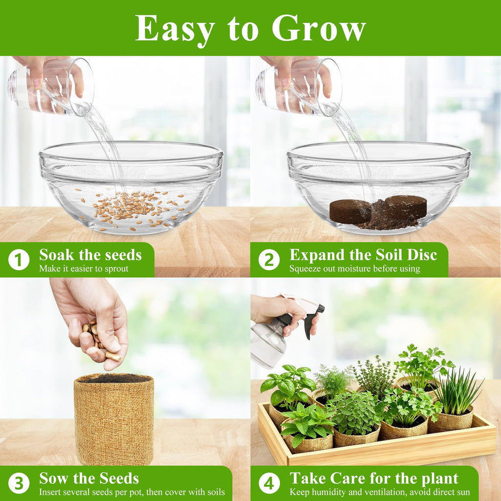 Indoor Herb Garden Kit, Culinary Herb Starter Kit with Seeds & Tools for Beginners, Kitchen Decor, House Warming Gifts for New Home, for Christmas, Ultimate Birthday Gifts for Women Men Mom Dad