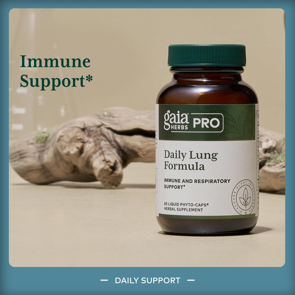 GAIA HERBS PRO Daily Lung Formula - Respiratory Health Support* - Immune Supplement with Mullein Leaf, Marshmallow Root & More - Vegan, Gluten-Free, Soy-Free - 60 Liquid Phyto-Caps (60 Servings)