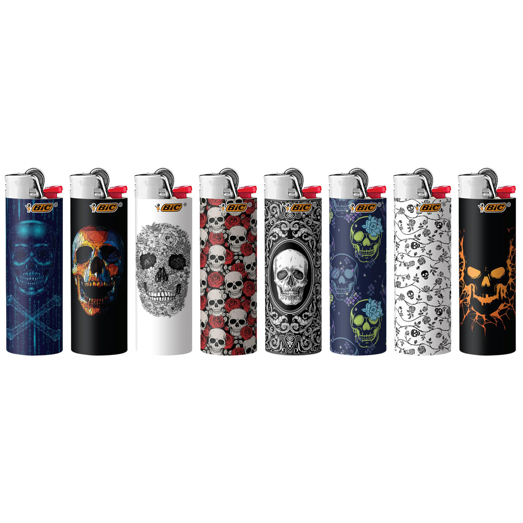 BIC Special Edition Skulls Series Maxi Pocket Lighters, Great for Lighting Candles, Set of 8 Lighters