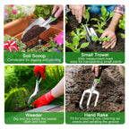 Garden Tools Set, 8 Piece Gardening Tools Set with Non Slip Ergonomic Handle, Heavy Duty Garden Tool Set with Storage Bag, Gardening Kit for Women, Garden Hand Tools Gift, Green