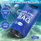 2 Pack 10L/30lb Universal Pool Step Weights 500D PVC Waterproof Swimming Pool Ladder Weights No Breaken Above Ground Pool Ladder Sand Bags, Foldable Pool Stair Weights for Pool Steps(Blue)