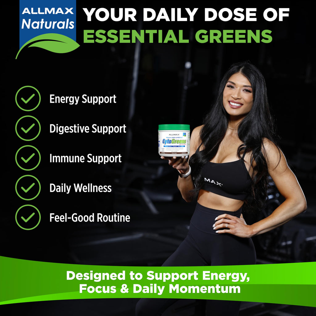 ALLMAX Naturals CytoGreens Super Greens Powder, Premium Green Superfood with Greens, Superfoods, Daily Greens Supplement, Chocolate, 30 Servings