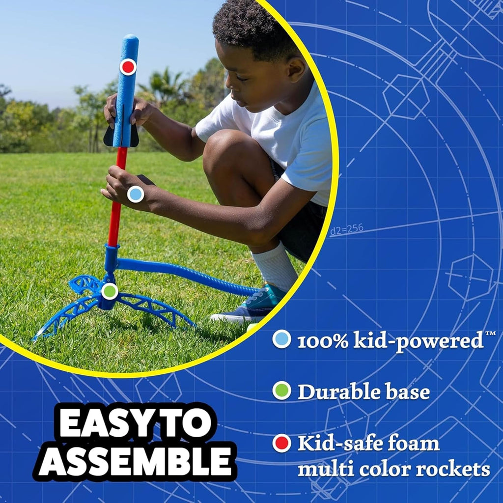 Stomp Rocket Jr Multi-Color Rocket Launcher for Kids, 8 Rockets