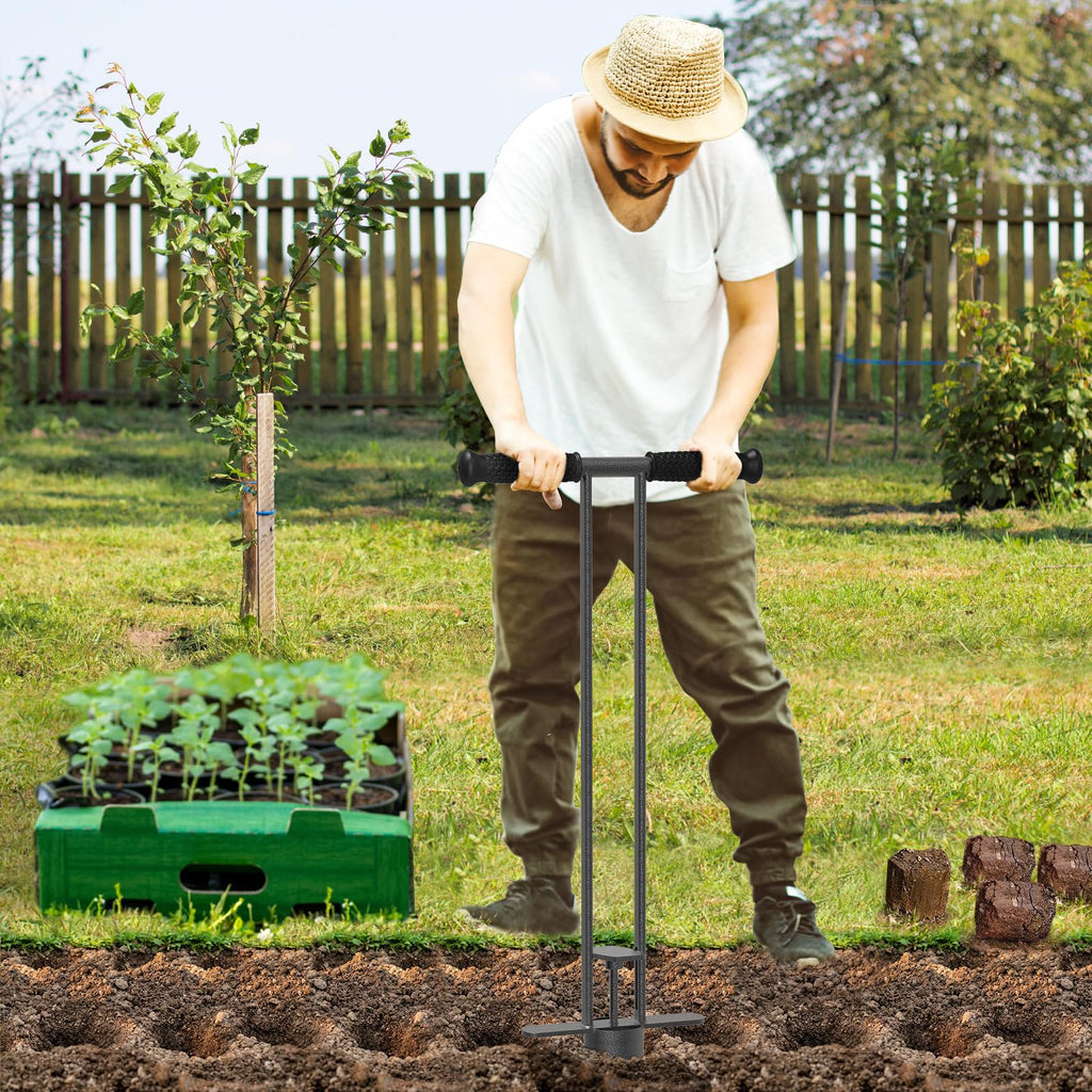 Dolibest Sod Plugger, Bulb Planter Tool with Non-Slip Grip Handle. Turf Cutter and Grass Plugger Tool with Dual Pedals, Sharp Serrations, Perfect for Zoysia, Bermuda and More (Upgrade)