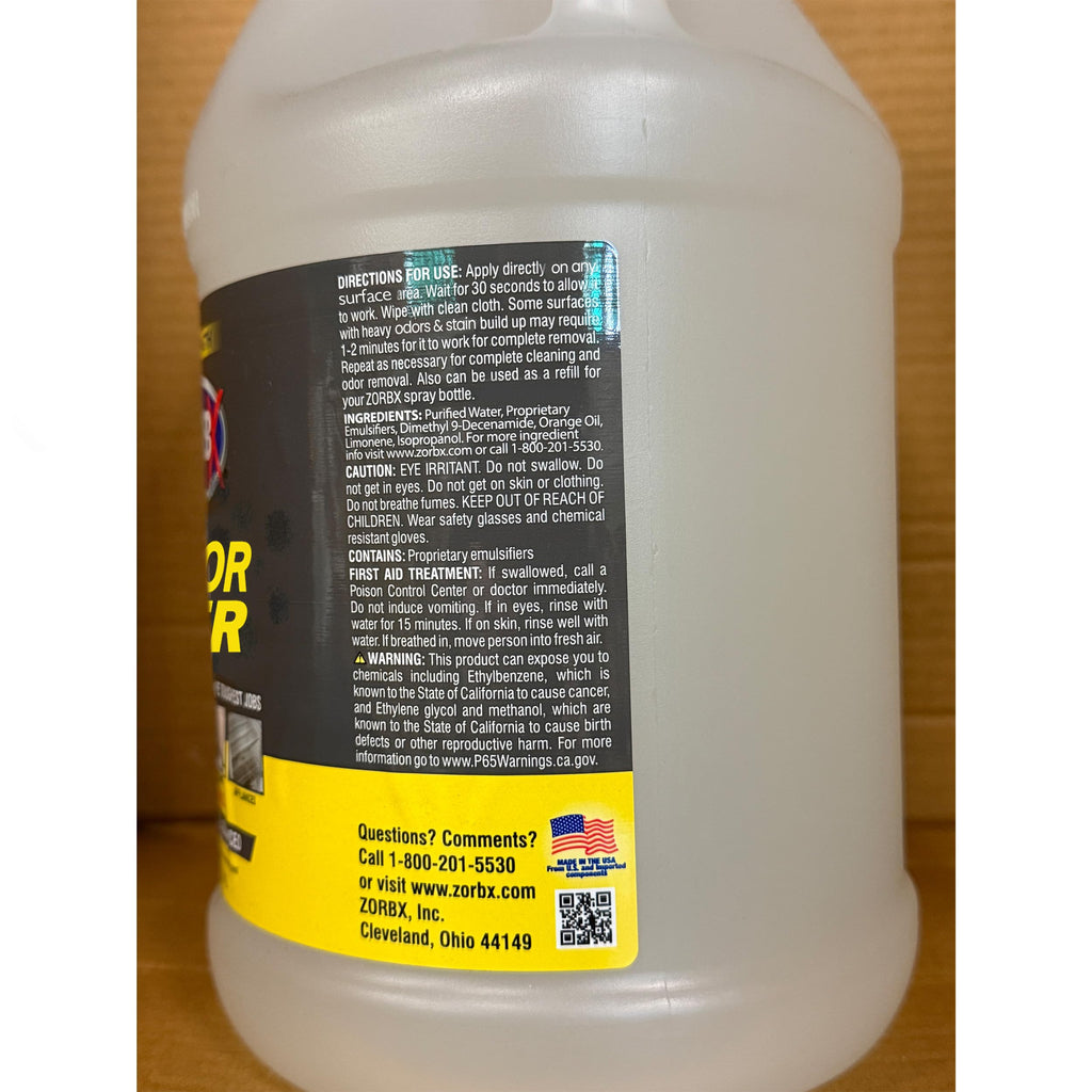 ZORBX Stain & Odor Remover & Cleaner Spray 128 FL Oz Refill – Scrub Free Formula - Bleach Free Stain & Smell Eliminator for Shower, Bathroom, Ceiling, Carpet, Cars, Walls & Wood