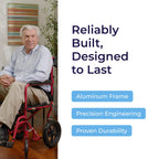 Drive Medical Lightweight Expedition Folding Transport Wheelchair - Ultra Lightweight Mobility Support for Seniors & Adults - Strong Aluminum Frame - Hand Brakes - Compact Folding Travel Chair - Red