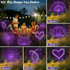 Garden Outdoor Lights, 2 Pack 120 LED Solar Garden Lights Fairy Lights Outdoor Waterproof Decorative Solar Firework Lights for Yard Patio Pathway Flowerbed Party Wedding Decor, Purple