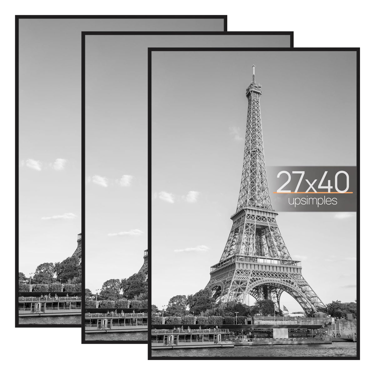 upsimples 27x40 Poster Frame, Easy Slide-In Assembly, Black, 3 Pack
