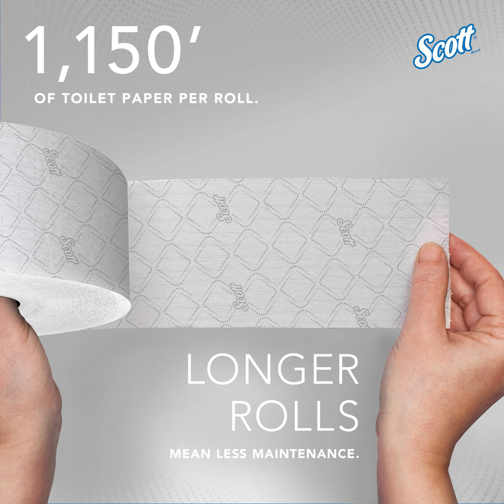 Scott Professional Coreless High-Capacity Jumbo Roll Toilet Paper, Bulk (07006), 2-Ply, Elevated Design, Septic Safe, White (12 Rolls at 1,150' Each, 13,800'/Case)