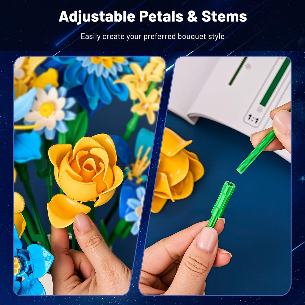EWED Starry Flowers Building Set for Adults Compatible with Lego Botanicals