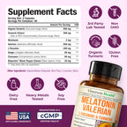 Melatonin 3mg Sleep Aid with L-Theanine & Valerian Root – Turmeric Curcumin Supplement with Ginger & Black Pepper – Organic Turmeric Supplement for Sleep, Calm and Stress Relief Support – 2 Pack