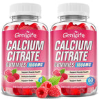 2 Pack Calcium Citrate Gummies, Sugar Free Calcium Citrate 1000mg for Muscle Healthy, Absorption Calcium Supplements for Adults & Kids, Raspberry, 120 Count