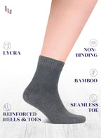 Hugh Ugoli Diabetic Socks for Men, Loose Ankle Extra-Wide Socks Rayon, Thin, Seamless Toe and Non-Binding Top, 8 Pairs, Navy Blue/Melange Grey, Shoe Size: 11-13