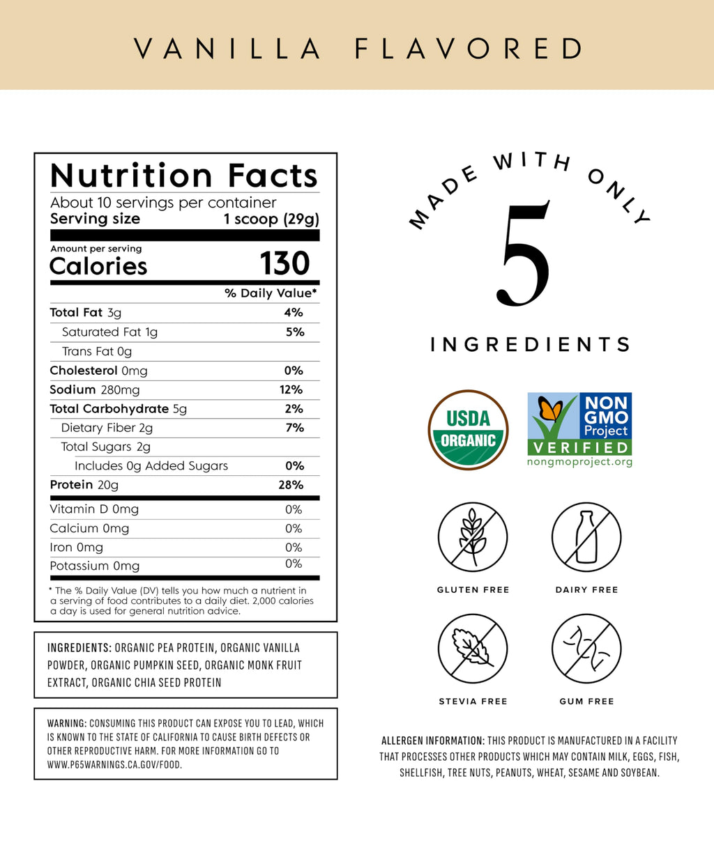 Truvani Vegan Pea Protein Powder | Vanilla | 20g Organic Plant Based Protein | 10 Servings | Keto | Gluten & Dairy Free | Low Carb | No Added Sugar