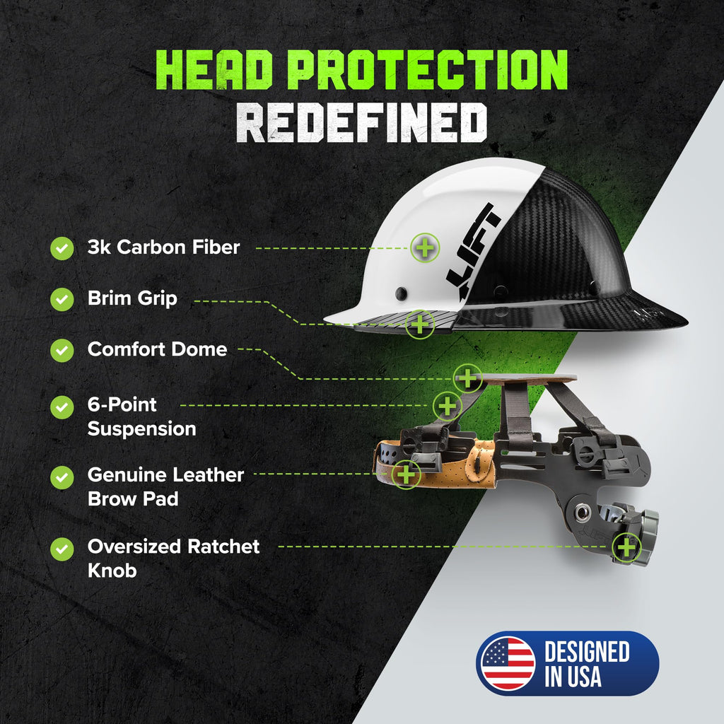LIFT Safety HDF50C-20CK DAX Carbon Fiber Full Brim 50-50, White/Black Camo