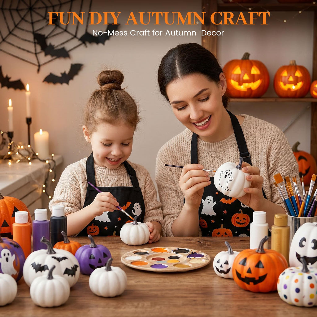 DomeStar 16 PCS White Fake Pumpkins for Decorating, Faux Pumpkins