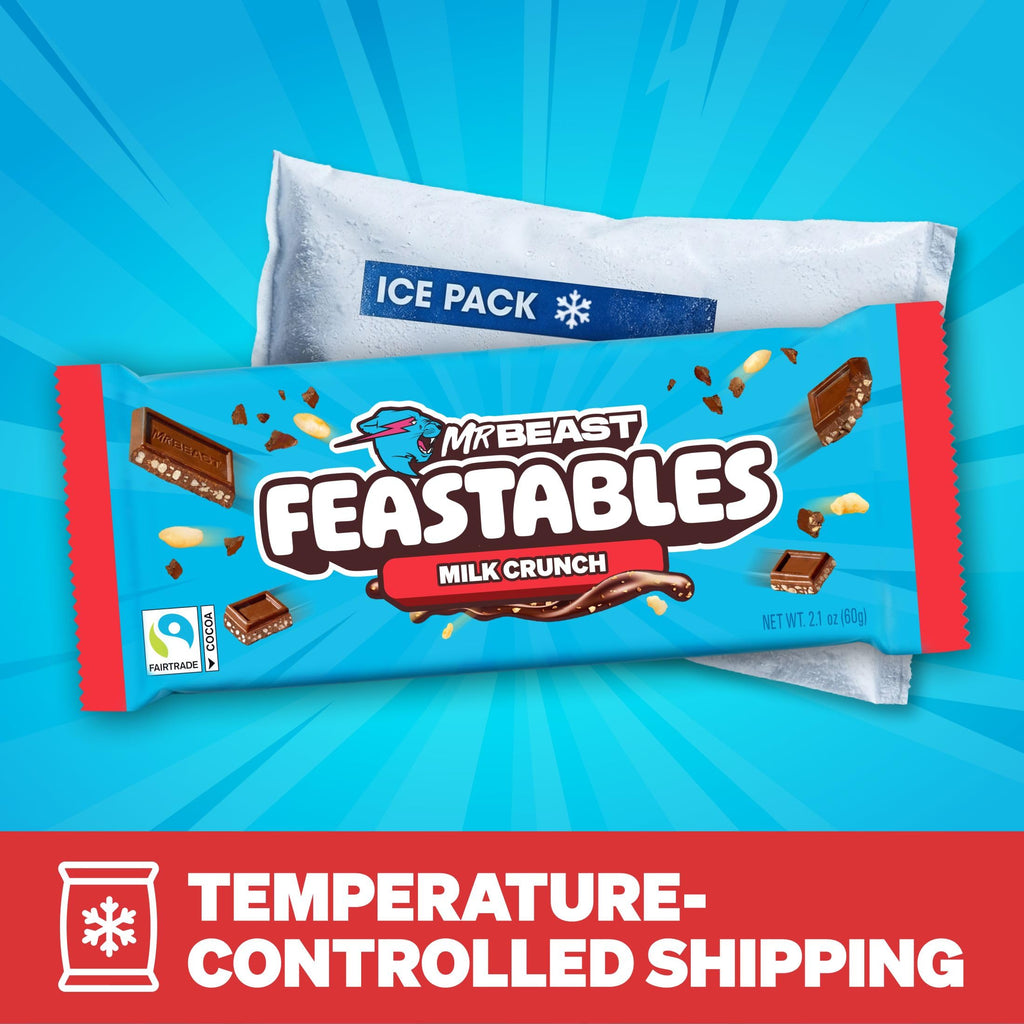 MrBeast Feastables Milk Chocolate Crunch Bar, King Size, 10 Count
