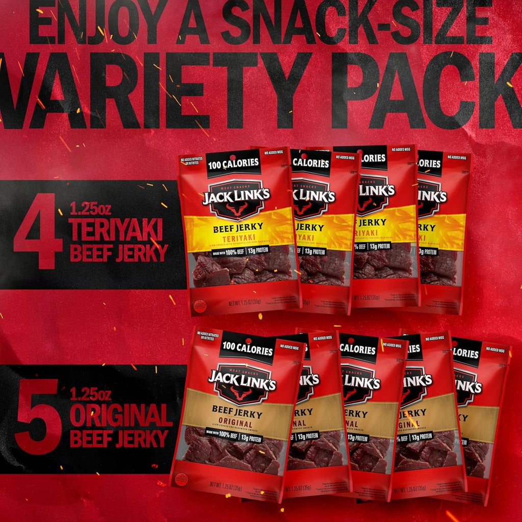 Jack Link's Beef Jerky Variety Pack - Original & Teriyaki - (9 Pack) 1.25 oz