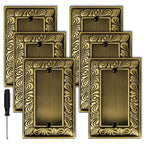 Antique Brass Decorative Wall Plate Light Switch Cover Decorator Outlet Covers Rocker Switch Plates Metal Material Wall Plates for Kitchen Bathroom (1 Gang Single Blank-6 Pack)