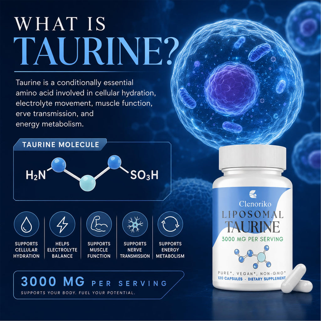 Liposomal Taurine Supplement 3000mg, Taurine Capsules Free-Form for Cellular* Energy*, Muscle* Function, Recovery* & Focus, Hydration, Electrolyte Balance, Vegan, 240 Capsules (60 Day Supply)
