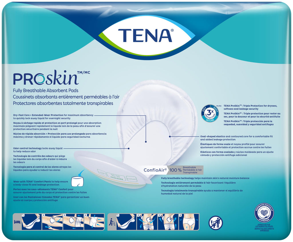 TENA ProSkin Night Super Absorbent Pads, Heavy Absorbency, Unisex, 24 count