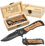 Lanties 12 Years Anniversary Keepsake Gifts for Him Engraved Pocket Knife with a Gift Box Happy Tin Anniversary Customized Wedding Birthday Father's Day Gifts for Men Husband
