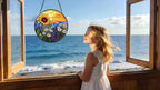 Argodaze Stained Glass Window Hanging - Sunflowers, Daisies, Lavender and Sunset 6.3 Inches Suncatcher for Garden Home Decor for Women Mom Grandma Friends