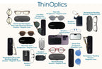 ThinOptics unisex-adult Reading Glasses + Black Universal Pod Case | Black Frames, 2.00 Strength Readers Black Frames / Black Case, 44 mm