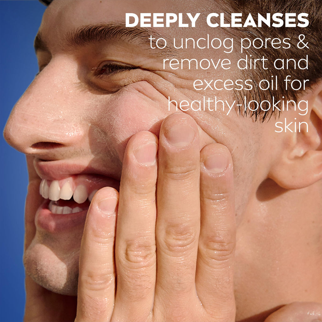 NIVEA MEN Deep Clean Face Wash and Scrub with Natural Charcoal, Exfoliating Face Wash for Men Removes Excess Oil, Dirt and Impurities, Beard Friendly Skin Care, 2.5 Fl Oz Tube, Pack of 3