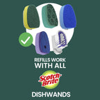 Scotch-Brite Non-Scratch Dishwand Kit, Includes 1 Wand & 8 Refill Pads, Keep Hands Out of the Mess, Blue