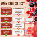 Cholesterol Supplement with Plant Sterols & Stanols, Guggul, Bergamot Orange Extract, Red Yeast Rice, Plant Sterols Complex Gummies, Mixed Berry Flavor, 60 Counts