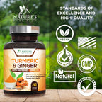 Turmeric Curcumin Supplement 1950mg - 95% Curcuminoids with Organic Turmeric & Ginger, BioPerine Black Pepper for Best Absorption, Nature's Vegan Joint Support, Non-GMO, Bottled in USA - 240 Capsules