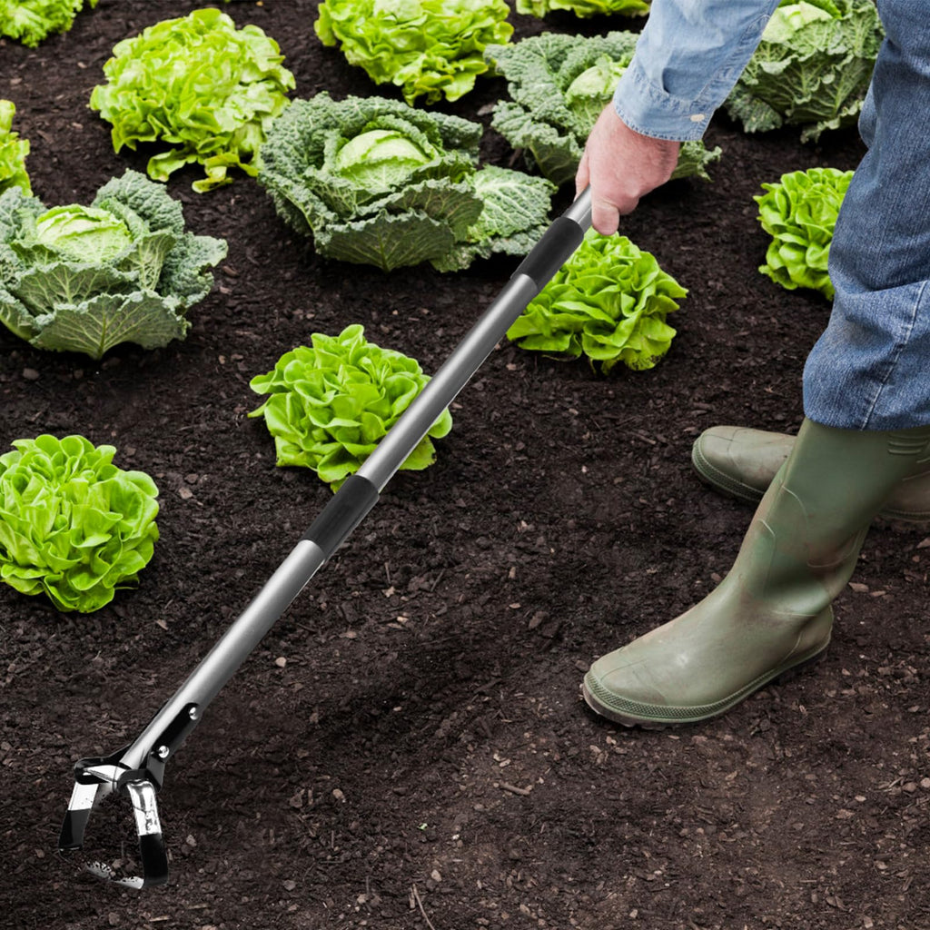 Walensee Action Hoe for Weeding Stirrup Hoe Tools for Garden with Adjustable 36-66 Inch Scuffle Loop Hoe Gardening Weeder Cultivator Durable Handle Weeding Rake with Cushioned Grip