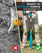 SEESII Electric Stand-Up Weed Puller, Steel 3-Claw Spiral, 40"-47" Handle