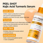 Dr. Melaxin Peel Shot Kojic Acid Turmeric Serum – Exfoliating Dark Spot Corrector with AHA/BHA & Niacinamide, Brightening & Even Tone Facial Serum (80ml / 2.70 fl oz)