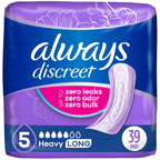 Always Discreet Incontinence Pads, 39 Count Pack of 3, Maximum | Long Length | Purple | For Women