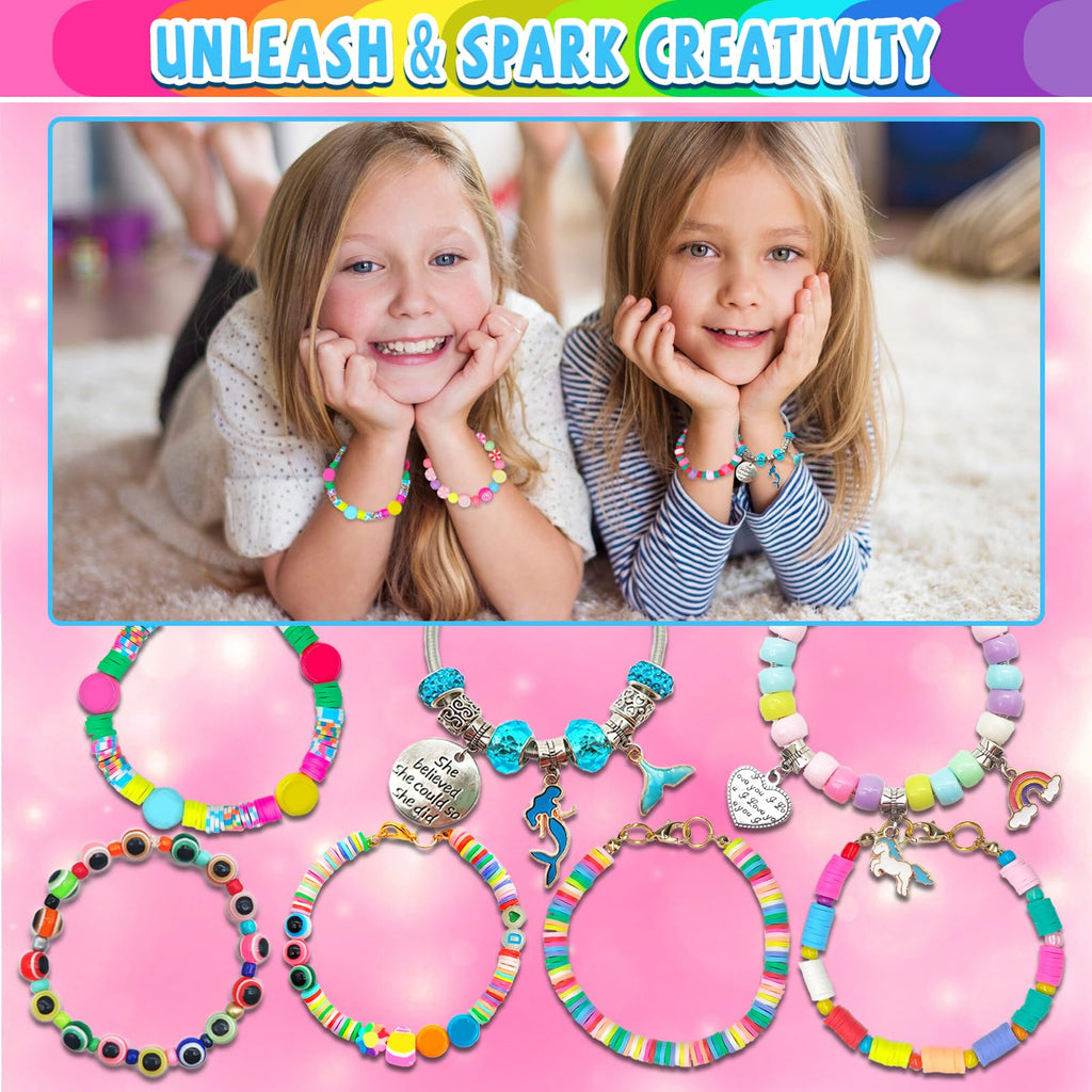 leitait Girls Toys Bracelet Making Kit -3400pcs Charm Jewelry Making Kit Supplies,Unicorn/Mermaid Crafts Birthday Christmas Gifts for Girls Ages 5 6 7 8 9 10 11 12 Years Old