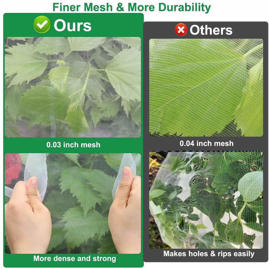 KLEWEE 10 x 50 FT Garden Mesh Netting, Ultra Fine Mesh Plant Netting Covers
