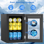 COWSAR Commercial Beverage Refrigerator 24-Can Mini Fridge, Countertop Wine Cooler Small Adjustable Digital Thermostat, LED Light, Freestanding Countertop Drink Refrigerator for Home, Bar & Office