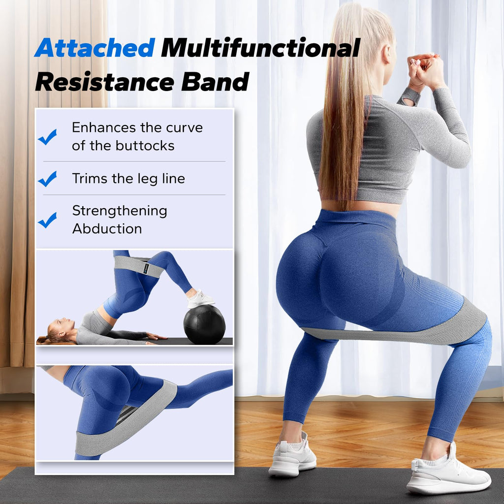 MERACH Thigh Trainer, Pelvic Floor Muscle Trainer, Inner Thigh Exercise Workout Equipment for Home Gym, Pelvic Floor Strengthening Women (Blue with Band)