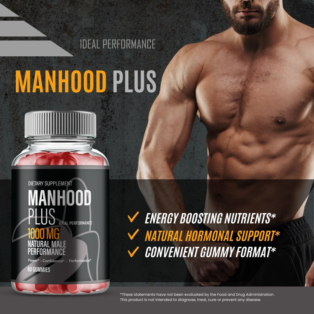 Manhood Plus Gummies, Official Man Hood Plus Supplement Gummies - Maximum Strength Performance, All Natural Support Overall Health & Wellness, ManhoodPlus Advanced Support Gummy Reviews (2 Pack)